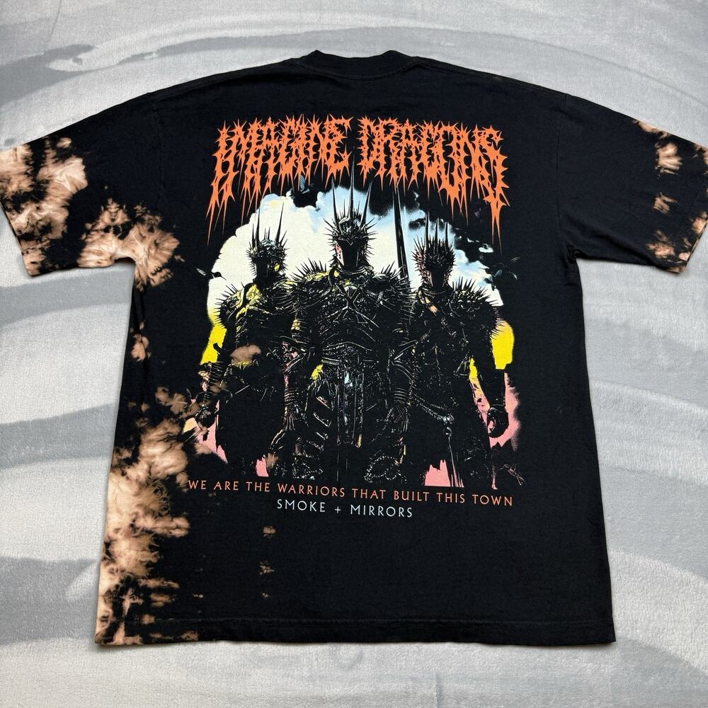 Imagine Dragons Smoke + Mirrors Custom Bleach Tie Dye Shirt USA Made Large